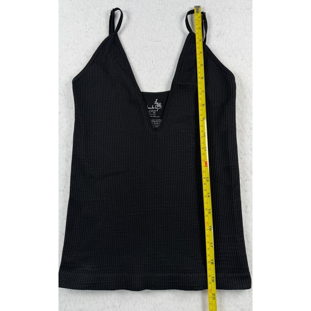 Free People Intimately Come Around Black Ribbed Cami Tank XS/S Altered V-Neck - Picture 3 of 7